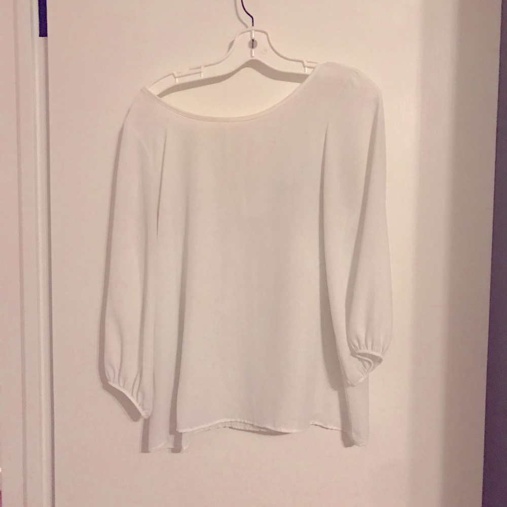 Vestique bow back long sleeve blouse